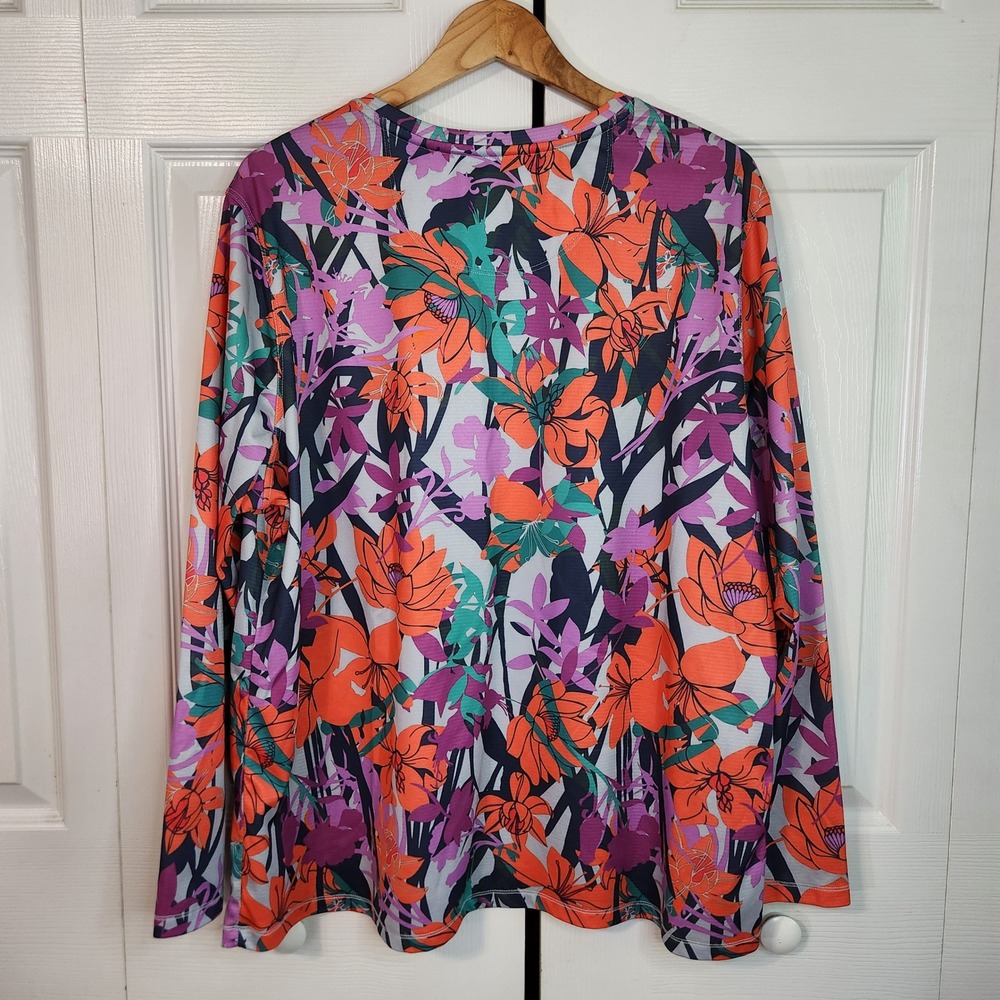 Reel Legends Freeline Womens 1X Floral Performance Long Sleeve Shirt Multicolor - Picture 2 of 9